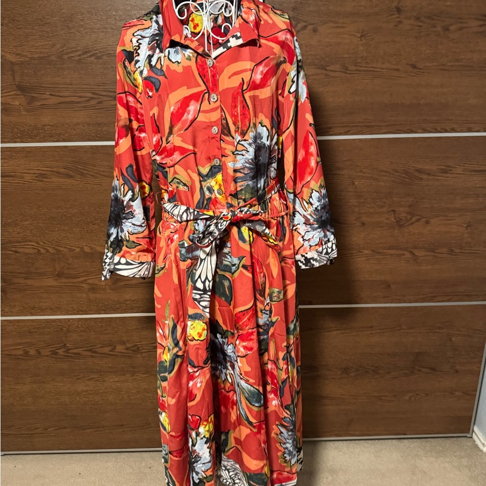 John Mark Vibrant Floral Asymmetrical Dress Sz L - Picture 6 of 13